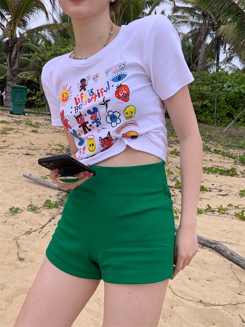 Spicy Girl Black Short-Sleeved T-Shirt Women's Summer Wear 2025 New Retro Slim-Fit Short Printed Top Ins Trend - Image 3