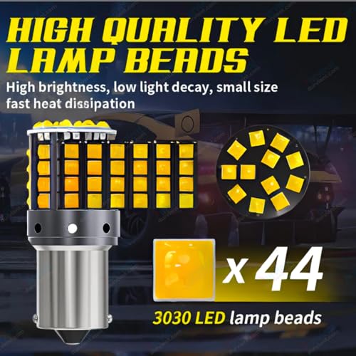 Durvient.com® Bright 44SMD BAU15S PY21W 1156 150° Cross/Angled Pin LED for Car Bike Turn Signal Indicator (1 Pair, Amber) - Image 5
