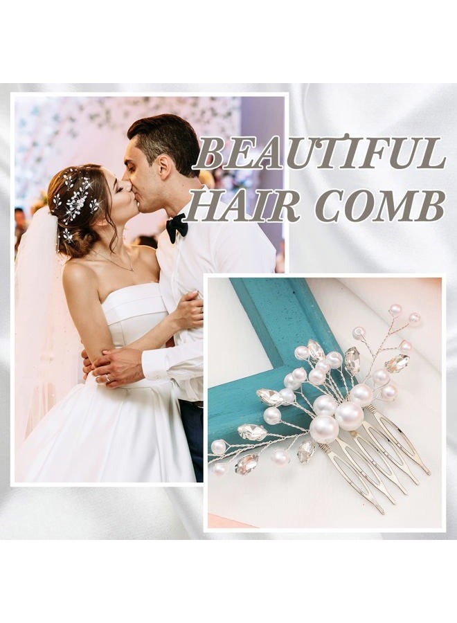 Geosar Wedding Hair Accessories, Hair Clip Set of 9 Including Pearl Comb and Pins for Brides, Bridesmaids, Women(Retro Style,Silver) - Image 2