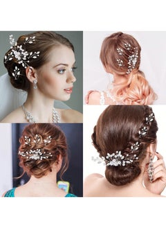 Geosar Wedding Hair Accessories, Hair Clip Set of 9 Including Pearl Comb and Pins for Brides, Bridesmaids, Women(Retro Style,Silver)  - Image 1