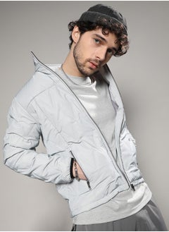 Campus Sutra Men's Moon Grey Parachute Puffer Jacket  - Image 1