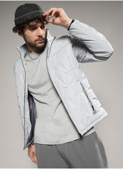 Campus Sutra Men's Moon Grey Parachute Puffer Jacket  - Image 2