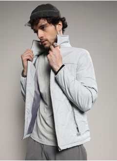 Campus Sutra Men's Moon Grey Parachute Puffer Jacket  - Image 3