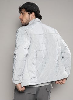 Campus Sutra Men's Moon Grey Parachute Puffer Jacket  - Image 5