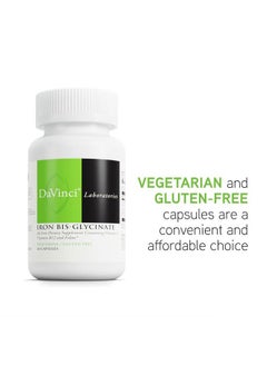 Davinci DaVinci Labs Iron Bis-Glycinate - Gentle Iron Supplement for Women & Men - Help Support Hemoglobin Production & Normal Energy Levels with Vitamin C & More* - Vegan - 60 Vegetarian Capsules  - Image 5