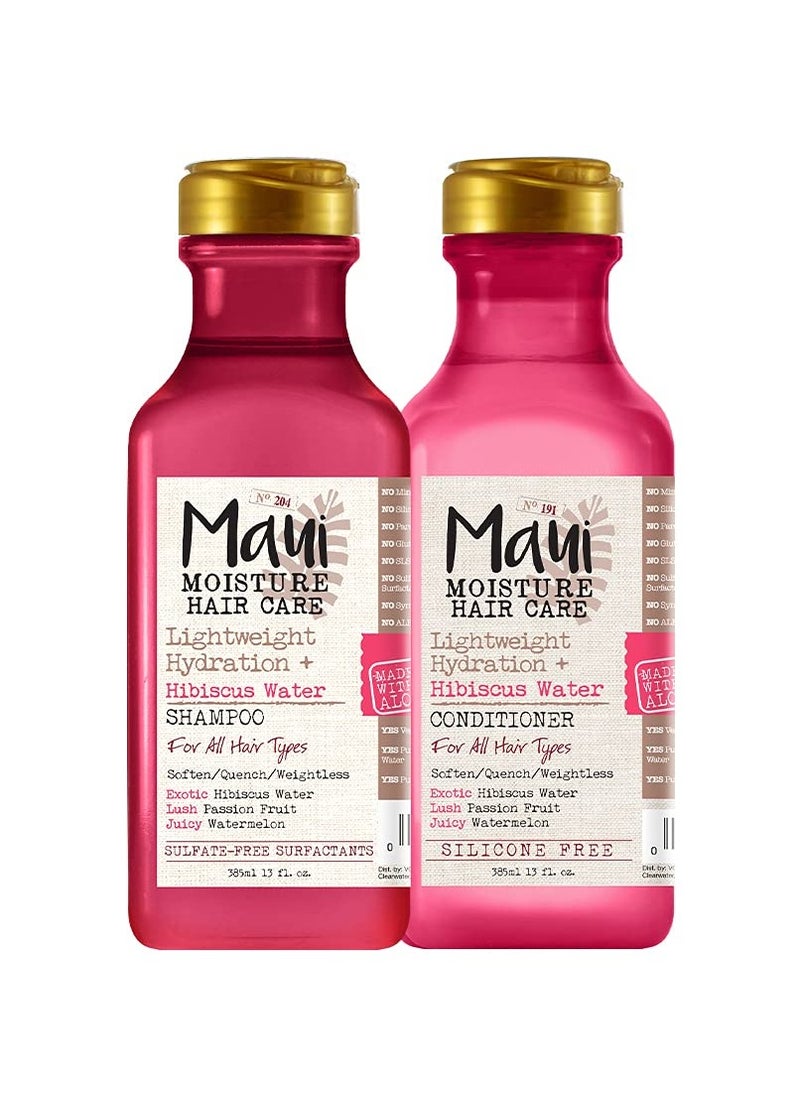 MAUI MOISTURE Maui Moisture Lightweight Hydrating Hibiscus Water Conditioner and Shampoo Set - No Sulfates, 13 fl oz 