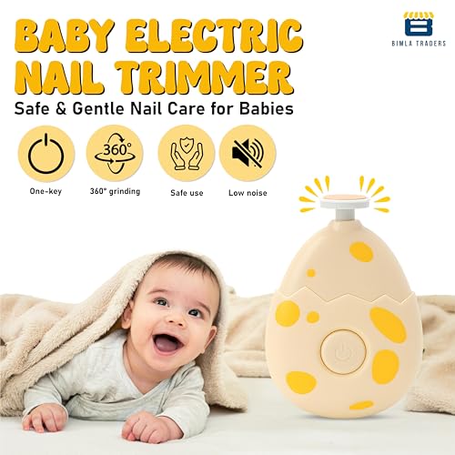BTfash Baby Nail Trimmer Electric Manicure Set, Gentle & Safe Nail File for Newborns, Infants & Toddlers with 3 Grinding Heads, Quiet Operation & Protective Eggshell Case. (NT002_YELLOW) - Image 2
