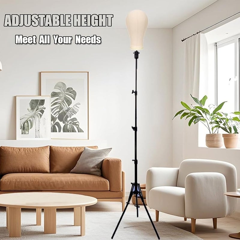 اس زد سي واي ال ال سي Mannequin Head Stand, Adjustable Foldable Wig Stand Tripod, Reinforced Metal Mannequin Head Tripod Stand for Cosmetology Hairdressing Training - Image 2