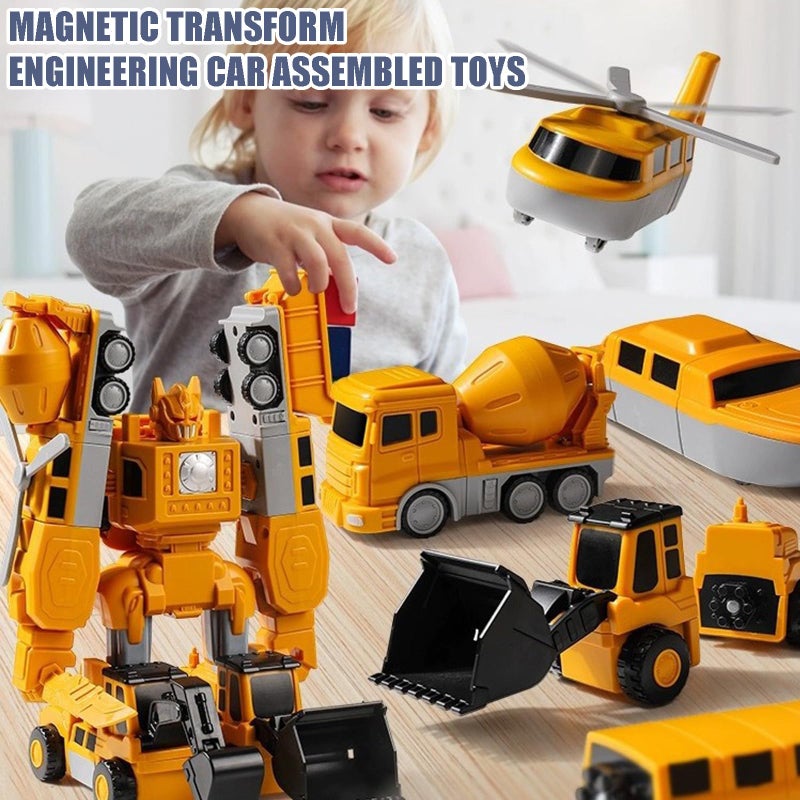 Sprstar Magnetic Transform Engineering Car Assembled Toys,Toy Construction Vehicles with Storage Box,Magnetic Blocks for Kids Age 3-5 4-8 Outdoor Toddler Activities Toys(Engineering Series-35 Pcs) - Image 4