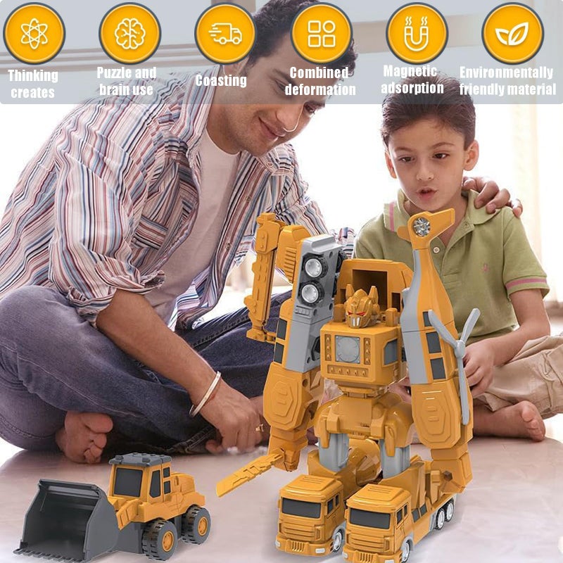 Sprstar Magnetic Transform Engineering Car Assembled Toys,Toy Construction Vehicles with Storage Box,Magnetic Blocks for Kids Age 3-5 4-8 Outdoor Toddler Activities Toys(Engineering Series-35 Pcs) - Image 2