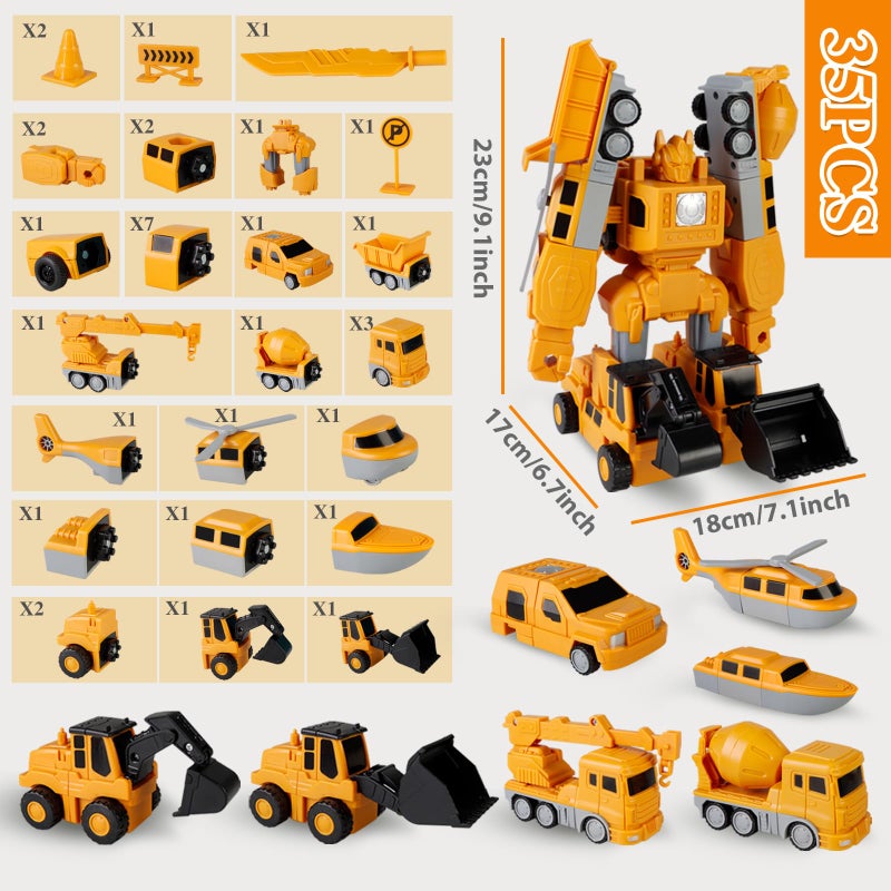 Sprstar Magnetic Transform Engineering Car Assembled Toys,Toy Construction Vehicles with Storage Box,Magnetic Blocks for Kids Age 3-5 4-8 Outdoor Toddler Activities Toys(Engineering Series-35 Pcs) - Image 5