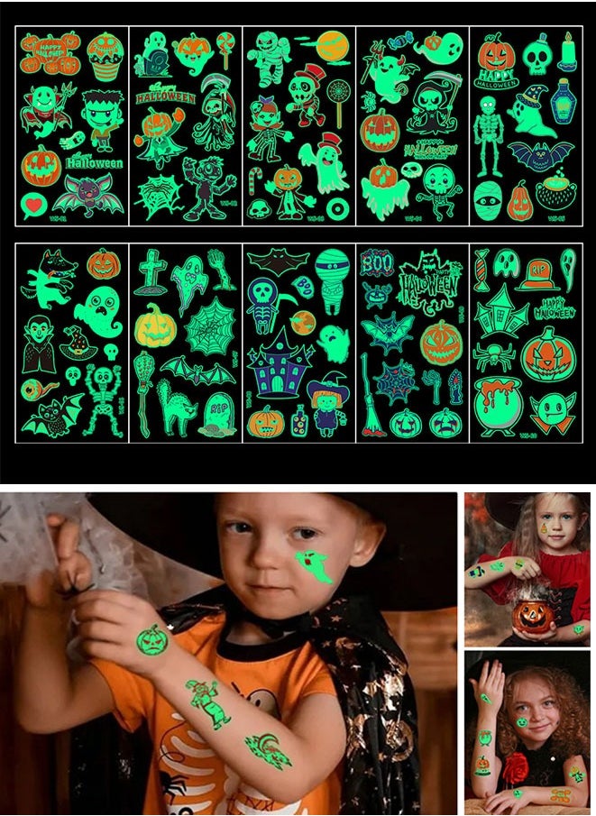 Muyixin - 10 Sheets Glow Party Supplies for Kids Treats Tattoos for Birthday Party Decorations - Image 1