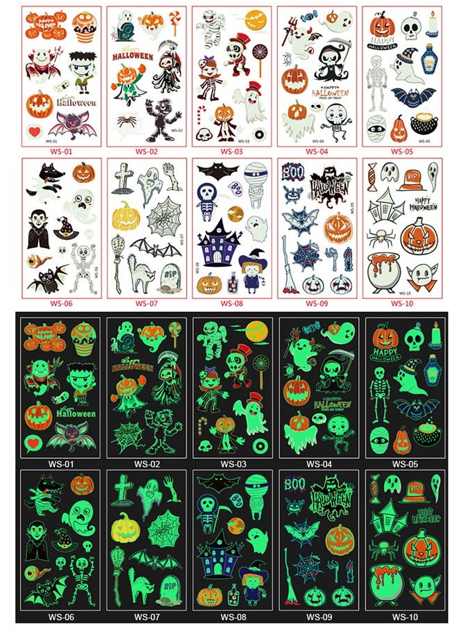 Muyixin - 10 Sheets Glow Party Supplies for Kids Treats Tattoos for Birthday Party Decorations - Image 1