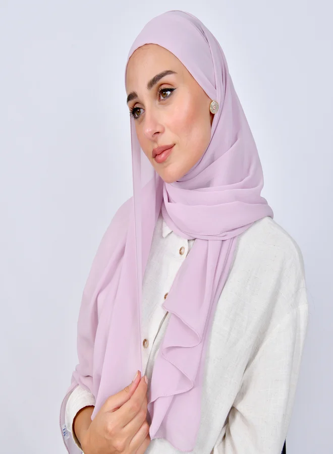 عبايات حوراء طرحة شيفون بربطة اغلاق - بنفسجي فاتح