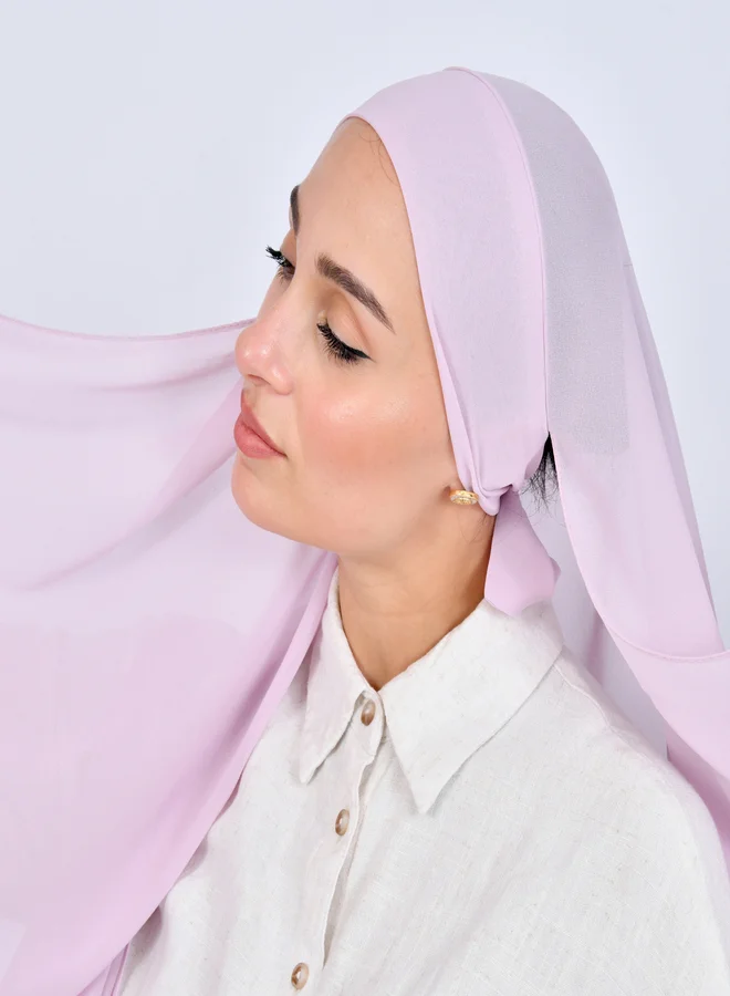 عبايات حوراء طرحة شيفون بربطة اغلاق - بنفسجي فاتح