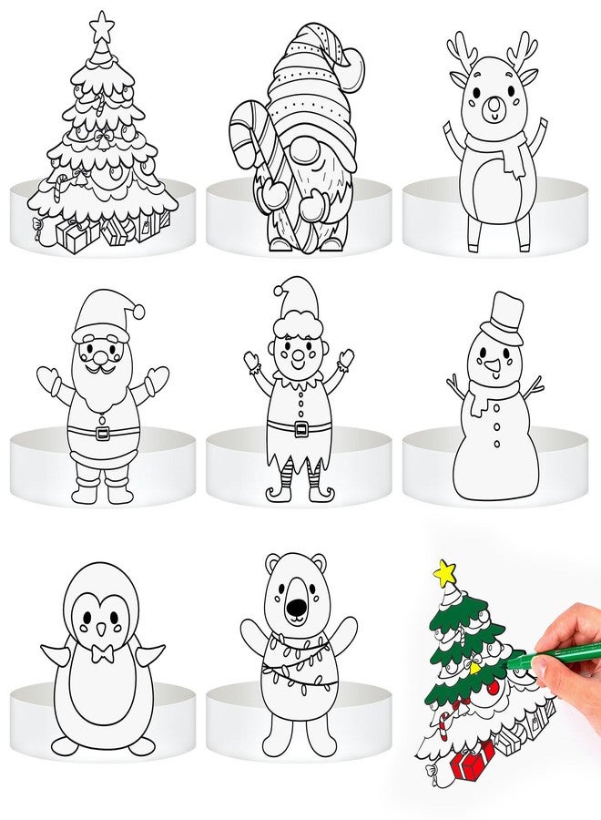 زانماي مجموعة أدوات حرفية من زانماي، 48 قطعة، عصابات رأس للعطلات، تيجان ورقية، قبعات حفلات فنية للأطفال، لوازم أنشطة تلوين خاصة بهم (سانتا كلوز لعيد الميلاد) - Image 1