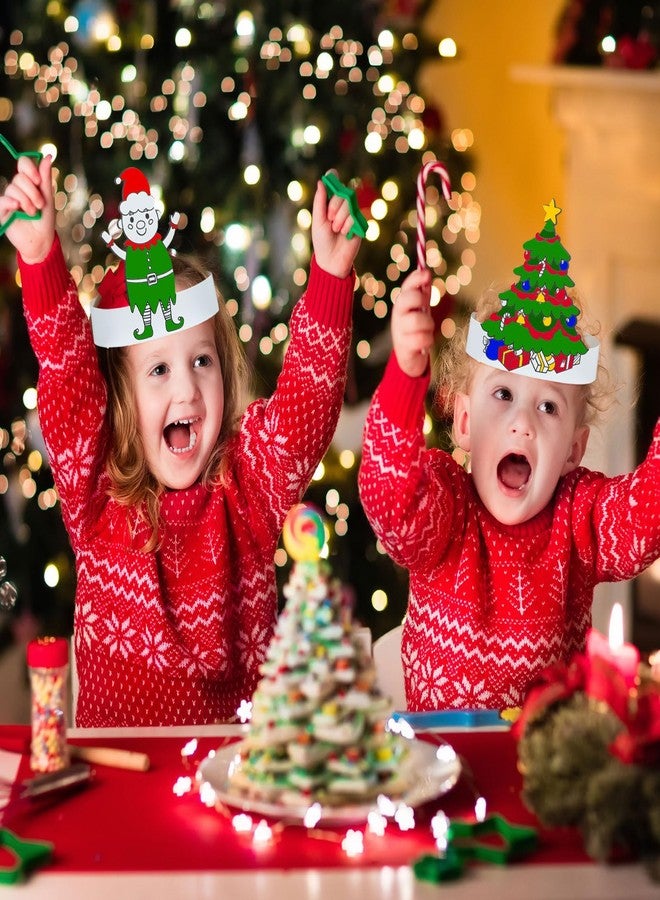 زانماي مجموعة أدوات حرفية من زانماي، 48 قطعة، عصابات رأس للعطلات، تيجان ورقية، قبعات حفلات فنية للأطفال، لوازم أنشطة تلوين خاصة بهم (سانتا كلوز لعيد الميلاد) - Image 4