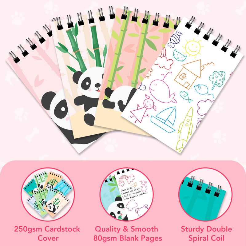 Decorably 24 Pack Panda Party Favors For Kids 8-12 - 12 Adorable Designs 2.4X4In Panda Notepad  Spring Bound 20 Sheets - Image 4