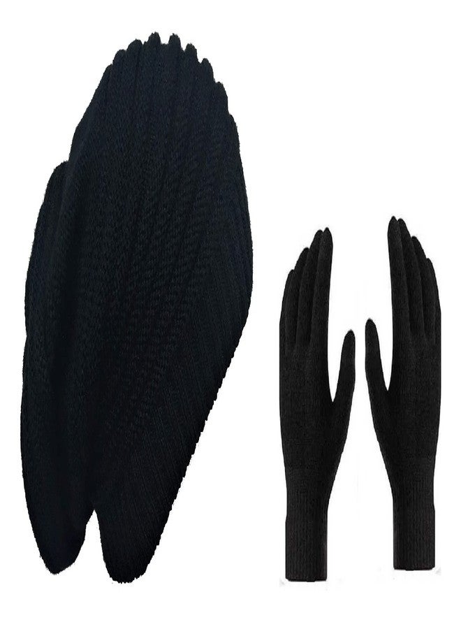 ATABZ Plain Black Winter Woolen Skull caps with Gloves Combo Pack - Image 2