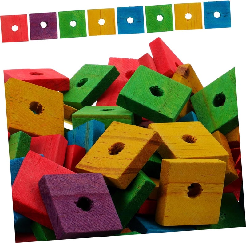 Luxshiny 100 Pcs Mixed Color Parrot Wood Chip Safe Chewing Bird Bite Pet for Parrots and Birds - Image 1