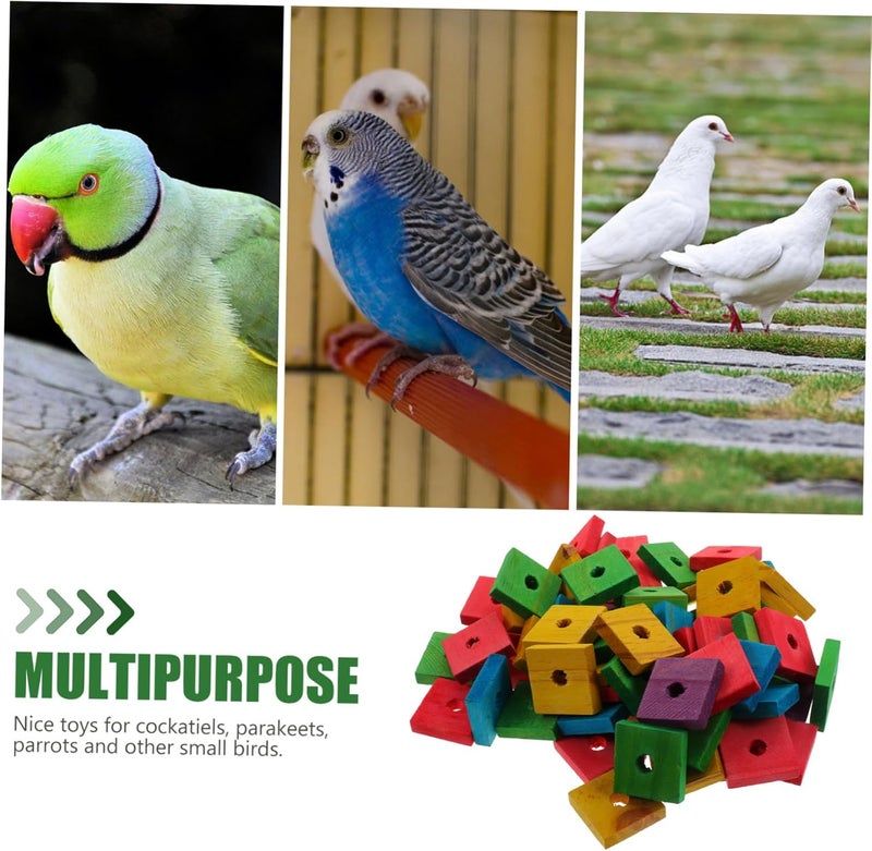 Luxshiny 100 Pcs Mixed Color Parrot Wood Chip Safe Chewing Bird Bite Pet for Parrots and Birds - Image 2