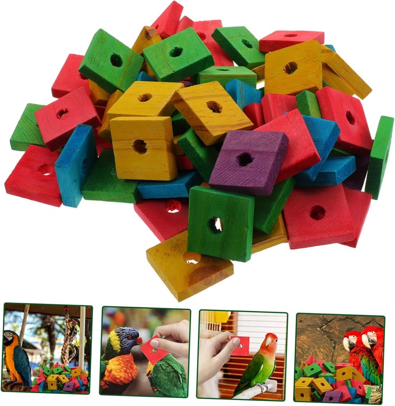 Luxshiny 100 Pcs Mixed Color Parrot Wood Chip Safe Chewing Bird Bite Pet for Parrots and Birds - Image 3