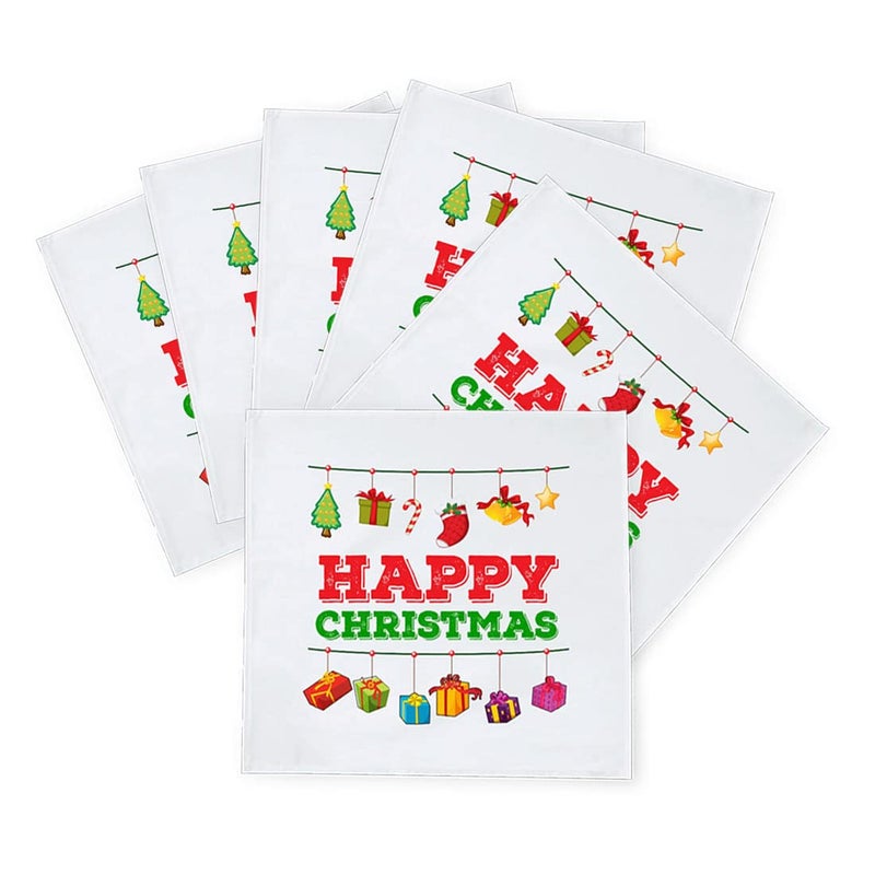 Khakee 6 Pcs Christmas Theme Silk Table Napkins 10x 10 for Xmas Decoration Christmas OrnamentsChristmas Giftxmas21259 - Image 2