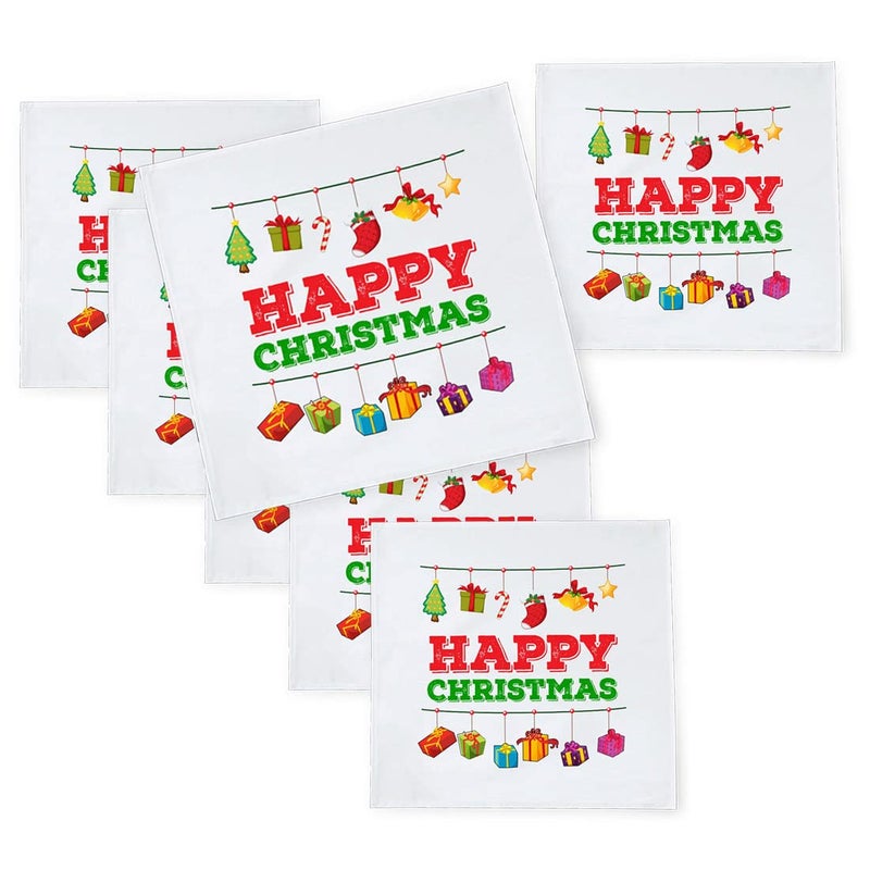 Khakee 6 Pcs Christmas Theme Silk Table Napkins 10x 10 for Xmas Decoration Christmas OrnamentsChristmas Giftxmas21259 - Image 1