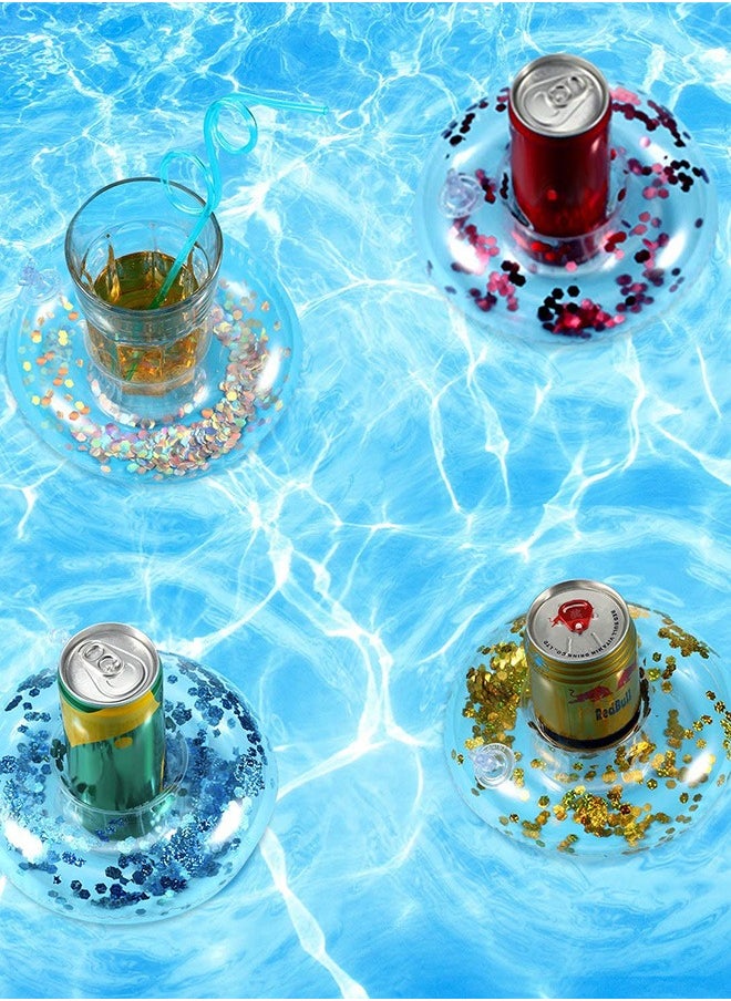 Generic - 4 Pcs Glitter Confetti Inflatable Drink Holder, Pool Party Pool Floats Cup, Decoration Fun Bath Shower Toys, on Water Floating Coasters Cup, Summer Pool Party Supplies - Image 1