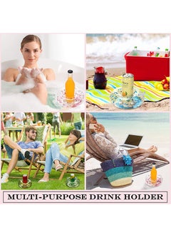 Generic 4 Pcs Glitter Confetti Inflatable Drink Holder, Pool Party Pool Floats Cup, Decoration Fun Bath Shower Toys, on Water Floating Coasters Cup, Summer Pool Party Supplies  - Image 3