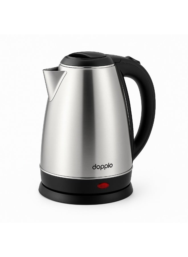Doppio Electric Kettle – 2L Stainless Steel Fast-Boil Water Heater (Silver & Black)