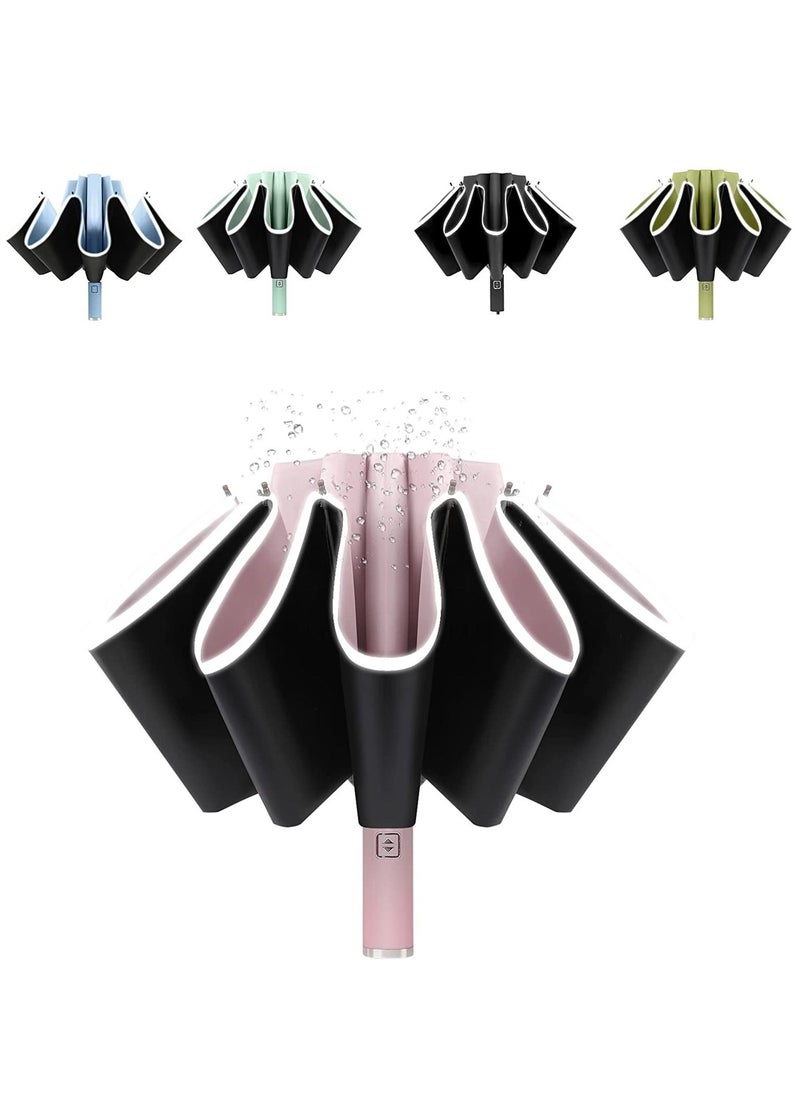 Generic - Sun Protection Umbrella UPF 50+ Reverse Travel Umbrella UV Protection Sun 99% Sunscreen Sun Umbrella Women's Sun and Rain Dual-use Folding Umbrella Pink - Image 1