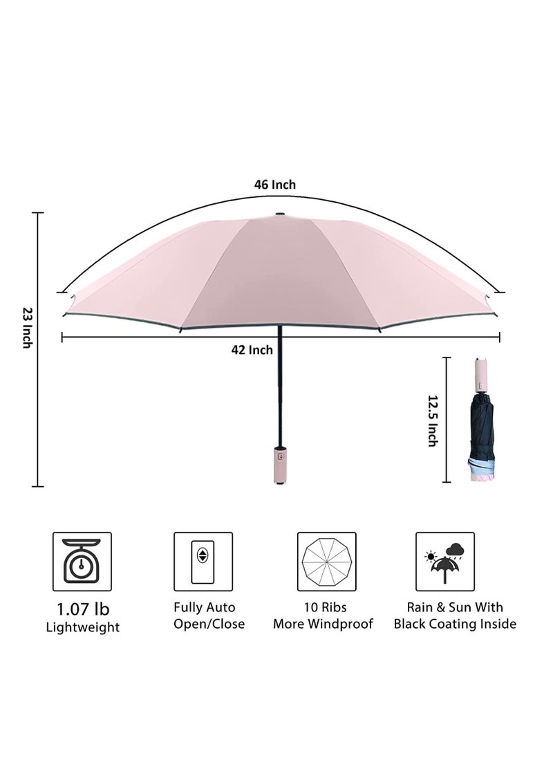 Generic - Sun Protection Umbrella UPF 50+ Reverse Travel Umbrella UV Protection Sun 99% Sunscreen Sun Umbrella Women's Sun and Rain Dual-use Folding Umbrella Pink - Image 1