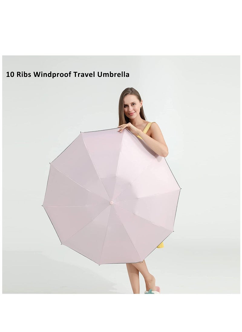 Generic - Sun Protection Umbrella UPF 50+ Reverse Travel Umbrella UV Protection Sun 99% Sunscreen Sun Umbrella Women's Sun and Rain Dual-use Folding Umbrella Pink - Image 1