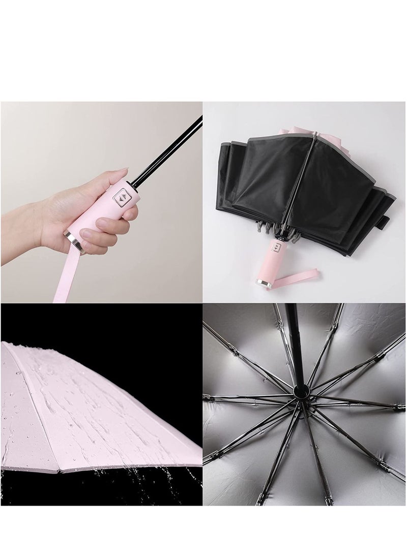 Generic - Sun Protection Umbrella UPF 50+ Reverse Travel Umbrella UV Protection Sun 99% Sunscreen Sun Umbrella Women's Sun and Rain Dual-use Folding Umbrella Pink - Image 1