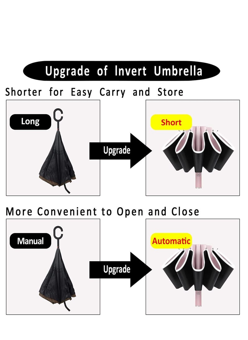 Generic - Sun Protection Umbrella UPF 50+ Reverse Travel Umbrella UV Protection Sun 99% Sunscreen Sun Umbrella Women's Sun and Rain Dual-use Folding Umbrella Pink - Image 1