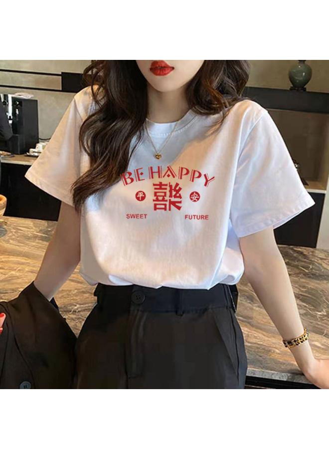 VUELO Women's Cotton Bear Short Sleeve T-shirt Summer New Harajuku Style Design Sense Niche White Half Sleeve Bear T-shirt - Image 4