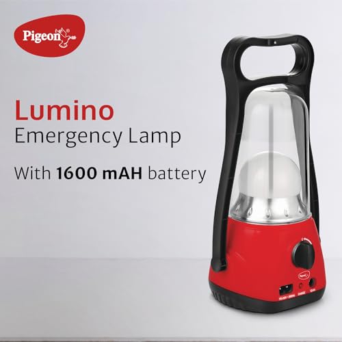 Pigeon by Stovekraft Lumino Led Emergency Rechargeable Lamp with 1600 Mah and 50 Hours Backup, Red - Image 2