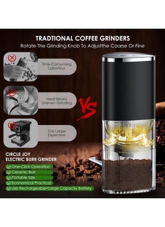 OULIYO Coffee Grinder,Portable Electric Coffee Grinder, Capacity 30g, Ceramic Conical Burr Grinder with Multiple Grind Settings, Mini Coffee Bean Grinder for Home, Travel, Office (Black)  - Image 2