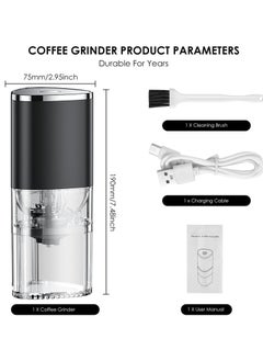 OULIYO Coffee Grinder,Portable Electric Coffee Grinder, Capacity 30g, Ceramic Conical Burr Grinder with Multiple Grind Settings, Mini Coffee Bean Grinder for Home, Travel, Office (Black)  - Image 4