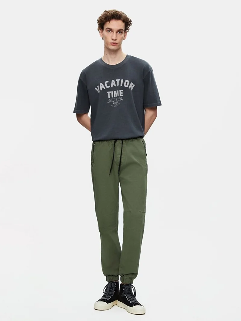 Men's Jogger Gabardine Green Trousers