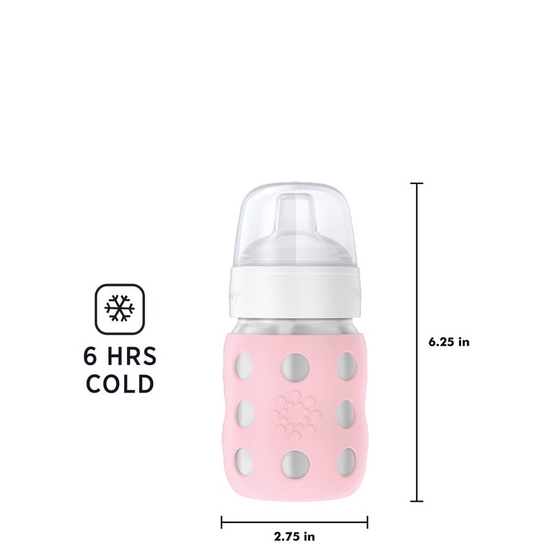 Lifefactory 8-Ounce Stainless-Steel Vacuum-Insulated Wide-Neck Baby Bottle with Sippy Nipple, Desert Rose (LS2251WDR4) - Image 3