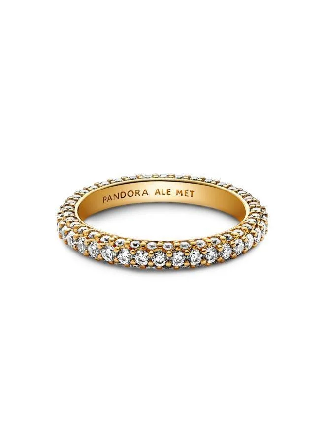 PANDORA 14k Gold-plated ring with clear cubic zirconia