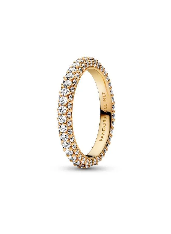 PANDORA 14k Gold-plated ring with clear cubic zirconia