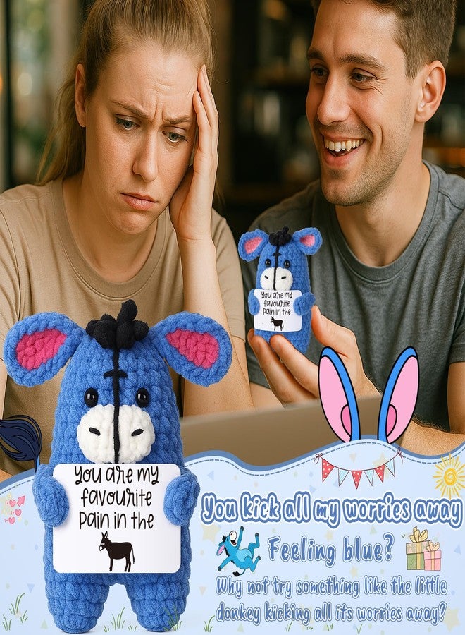 FEFAMM Anniversary Men Gifts for Boyfriend Him Her Girlfriend, Anniversary Birthday Gifts for Men Women Mini Funny Handmade Crochet Donkey Romantic I Love You Gift Sarcastic Couples Gag Gift for Husband Wife - Image 5