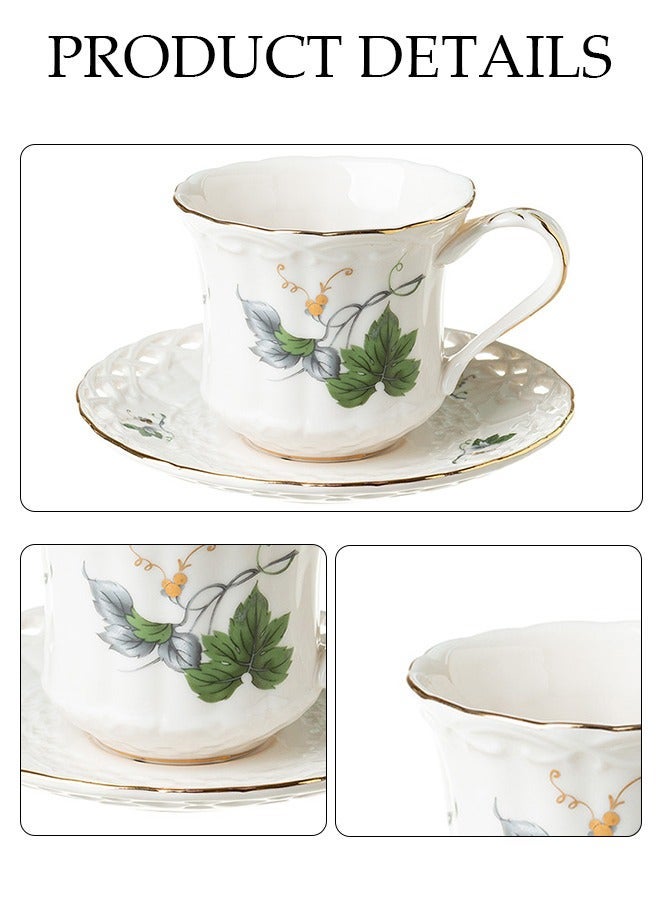 DUNISO Retro Phnom Penh Tea Cups and Saucers Set Porcelain Tea Set for Tea Party Afternoon Tea Cups Saucer for Coffee Milk Kitchen and Drawing Room - Image 3