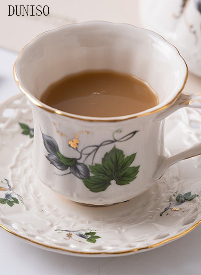 DUNISO Retro Phnom Penh Tea Cups and Saucers Set Porcelain Tea Set for Tea Party Afternoon Tea Cups Saucer for Coffee Milk Kitchen and Drawing Room - Image 5