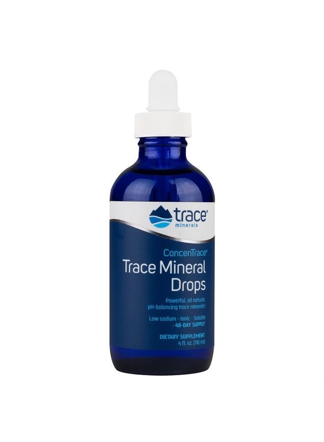 Trace Minerals ConcenTrace Drops | Full Spectrum Minerals | Ionic Liquid Magnesium, Chloride, Potassium | Low Sodium | Energy, Electrolytes, Hydration | 48 Day Supply, 4 fl oz Glass Bottle - Image 1