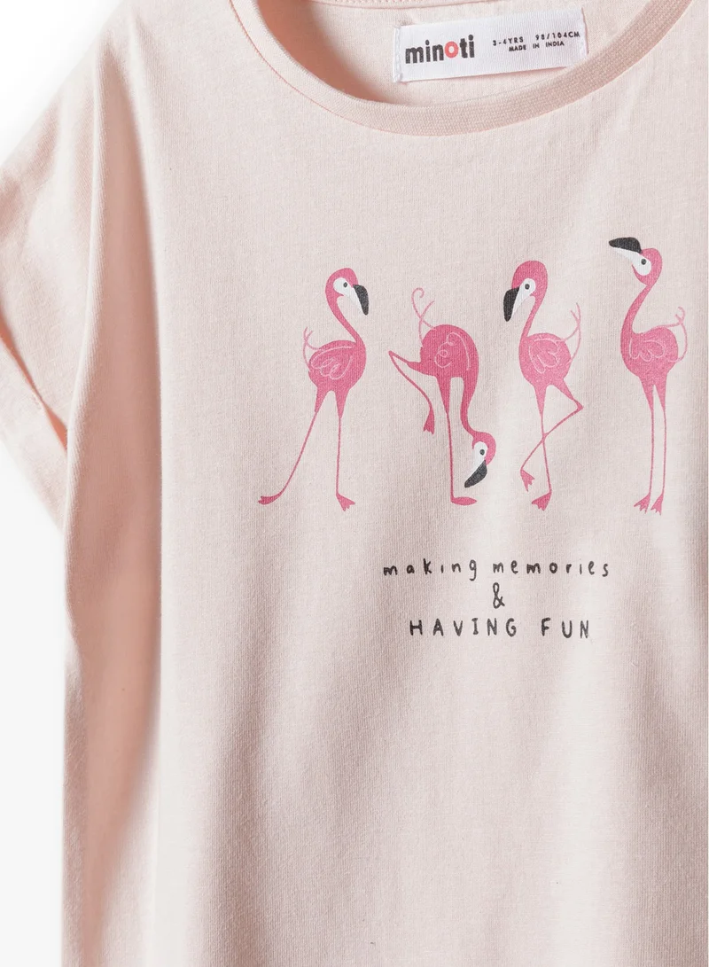 MINOTI Girls Short Sleeve T-Shirt with Glitter Detail