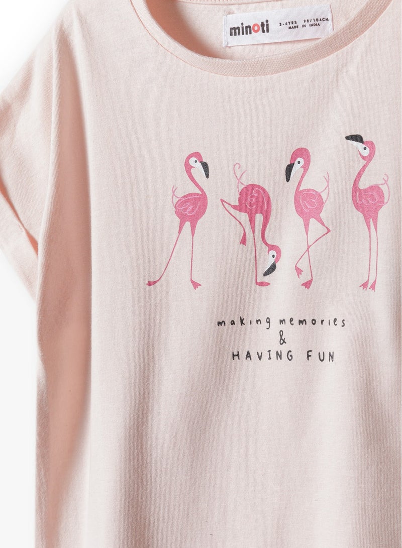 MINOTI Girls Short Sleeve T-Shirt with Glitter Detail - Image 3